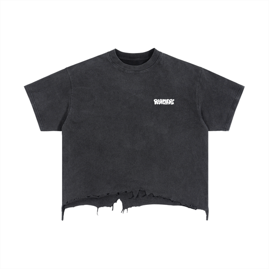 Vintage Wash Boxy Distressed Hem T-Shirt